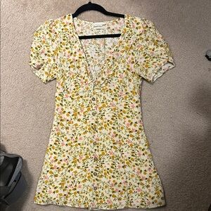Urban Outfitters Floral Mini Dress - Cream and Yellow